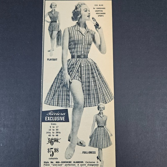 1961 Riviera Originals Active Glamour Girl Vintage Print Ad Sports Driving Dates - Picture 1 of 5